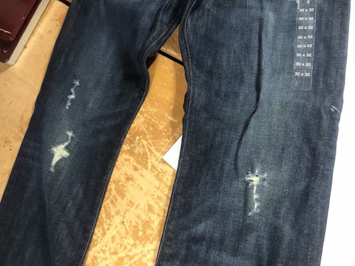 NWT new GAP 1969 Destructed Vtg Ripped Distressed Low Straight Jeans Mens 30x32 - Picture 9 of 16