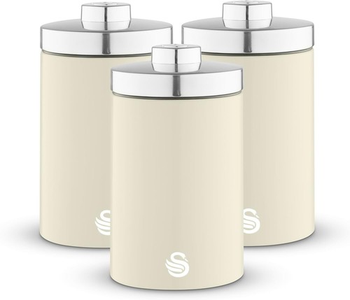 Kitchen Food Storage Set Cream Tea Coffee Sugar Bread Bin Towel Mug Tree Holder - Picture 4 of 12