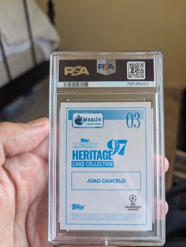 Joao Cancelo Auto PSA 10 Nero/99 2021-22 Topps Merlin Heritage Pop 2 Ucl Gemma - Foto 4 di 4
