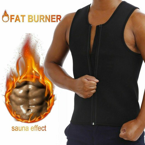 Men's Slimming Body Shaper Waist Trainer Sauna Sweat Top Weight Loss Shirt Belt - Picture 26 of 44