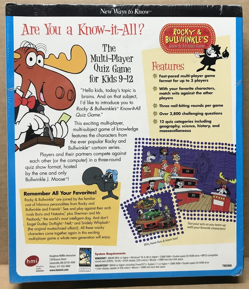 Rocky & Bullwinkle's Know-It-All Quiz Game [046442938051] Mac & Win CD-ROM Foto 2 de 4