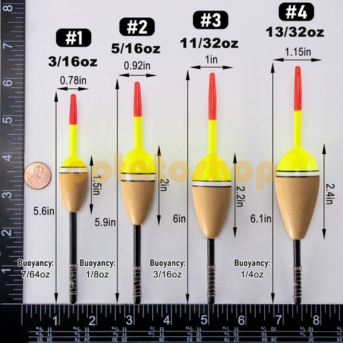 4 Stück Angeln Schwimmer Oval Bobber für Crappie Bluegills Barsch Panfish Welse - Bild 2 von 11