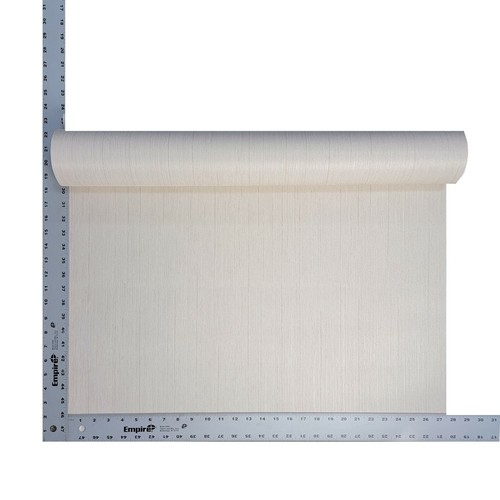 Contemporary Plain Beige off white faux fabric vertical lines textured wallpaper - Picture 2 of 8