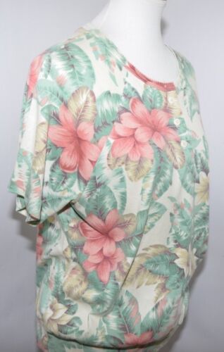 Vintage Private Line New York creme beige tropische Blumen Top Made in USA Damen M - Bild 7 von 8