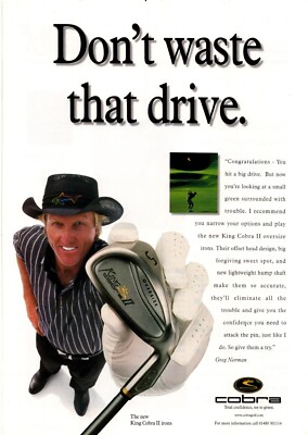 PEEP14 GOLF WERBUNG 12X9'' KING COBRA II EISEN & GREG NORMAN