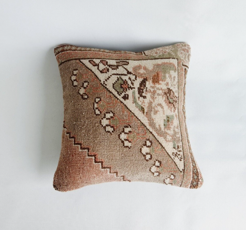 decorative rustic style rug pillow cover , 16x16 handmade cushion case - Picture 2 of 9