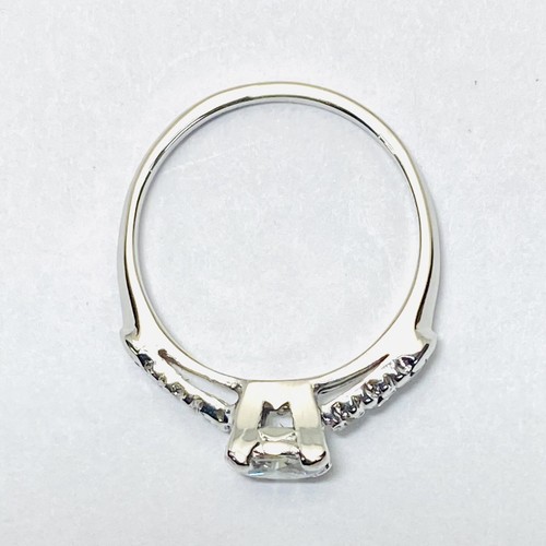 GG Certified Platinum 0.58ctw Diamond Solitaire With Accents Size 4.25 Ring 2.7g - Picture 6 of 10