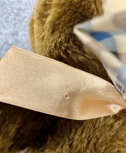 CUDDLE WIT Brown Bear Vintage Soft & Cuddly Stuffed Blue Plaid Ears & Paws Bow - Picture 9 of 9