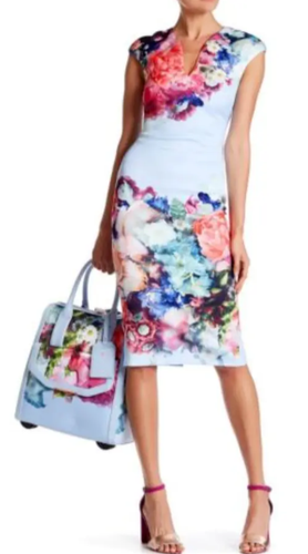 Ted Baker Blue Brynee Focus-Bouquet Scuba Dress TB 5 (UK 16) US 12 (EUR 44 - Picture 2 of 16