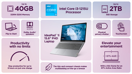 2025 Lenovo IdeaPad Laptop 15.6" Touch 6-Core Intel i3 Upto 40GB RAM 2TB SSD Pro - Picture 3 of 11
