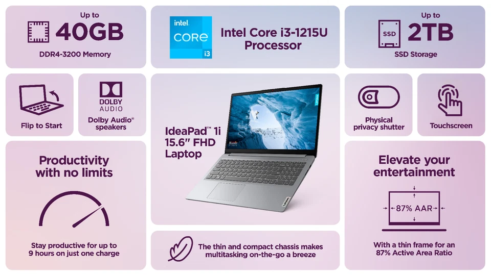 2025 Lenovo IdeaPad Laptop 15.6" Touch 6-Core Intel i3 Upto 40GB RAM 2TB SSD Pro - Image 3 of 4