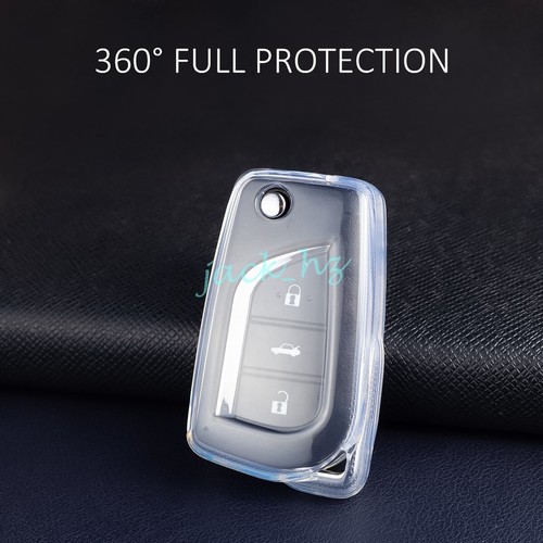 For Toyota CHR Corolla RAV4 LE Transparent Clear Flip Key Fob Cover Case Holder - Picture 4 of 8