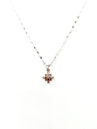 Collana con pendente punto luce in Oro Bianco e Oro Rosa 18kt-750 Made in Italy  - Imagen 6 de 10