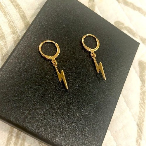 Pendientes relámpagos chapados en oro - Imagen 2 de 2