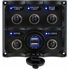 Sea-Dog Water Resistant Toggle Switch Panel w/USB Power Socket - 5. 424617-1