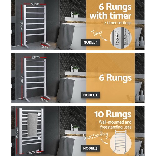 Devanti Heated Towel Rail Rack Bathroom Electric Rails Warmer Clothes 3 Models - Picture 3 of 16