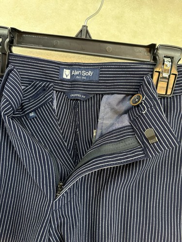 Allen Solly Men's Pinstriped Navy Blue Pants Authentic Chino Crop Fit Size 33 - Picture 11 of 12