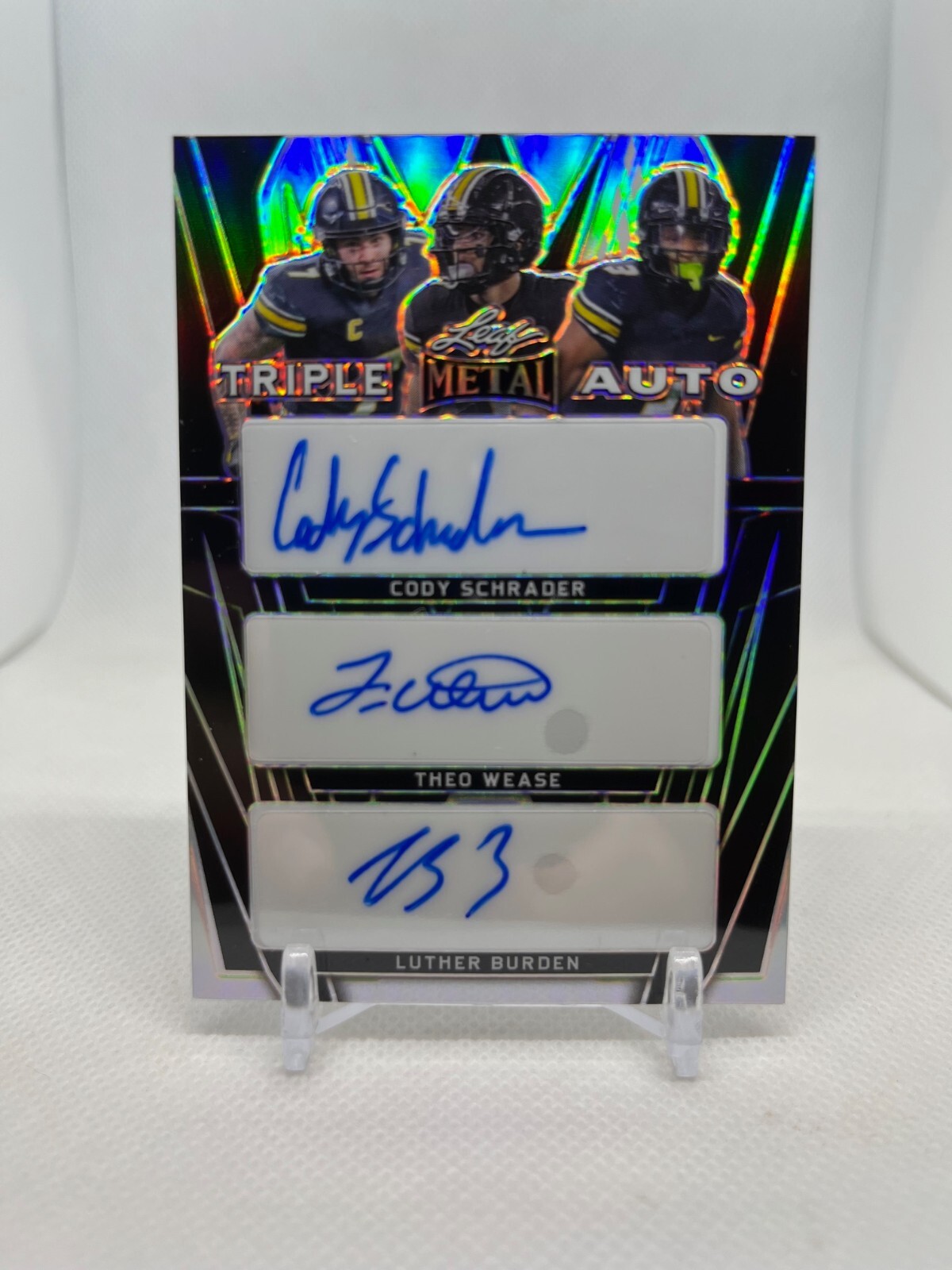 2024 Leaf Metal Triple Auto Cody Schrader Wease Luther Burden #'d /6 Missouri