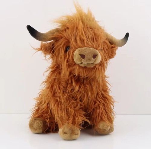 MARYSUN Highland Cow Stuffed Animal Toy - Brown Cotton Gift for Kids and Girls