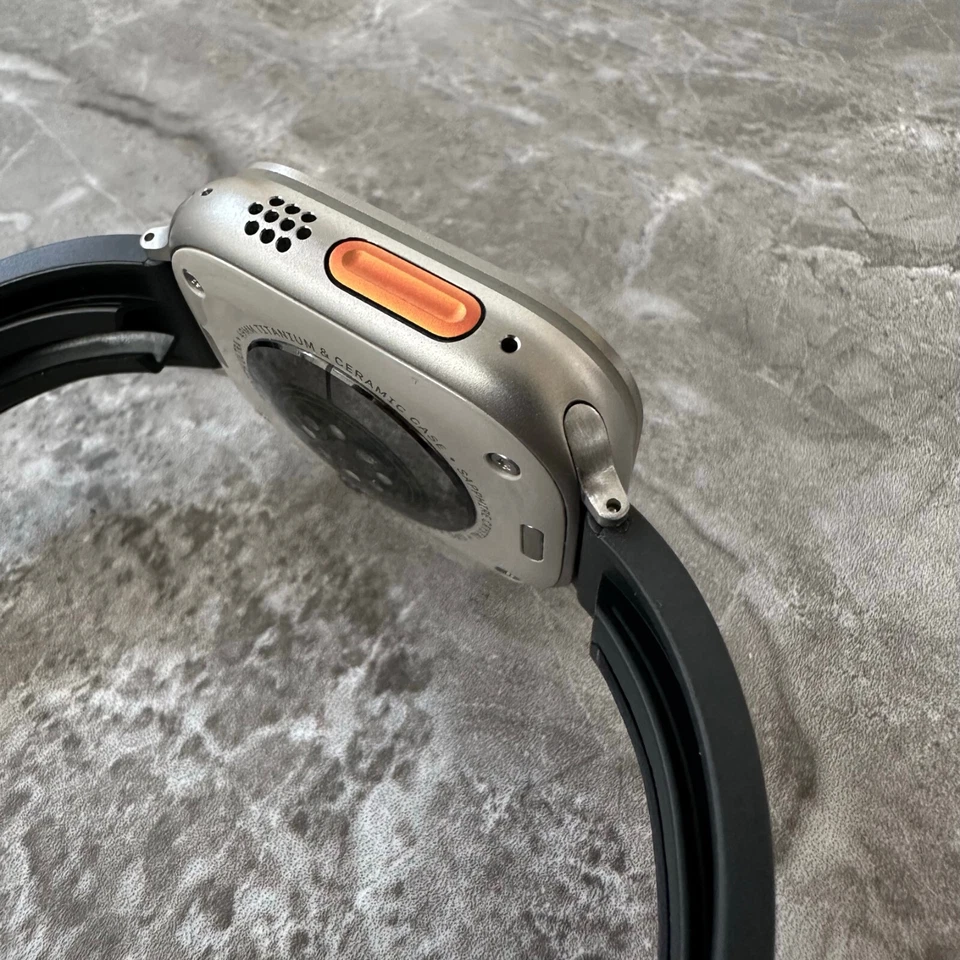 Black Silicone Rubber OYSTERFLEX Watch Strap Band For New Apple Watch Ultra 49mm - Image 2 of 4