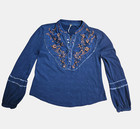 New ListingFree People Sundance Kid Western Henley Top Floral Embroidered S Cotton Linen