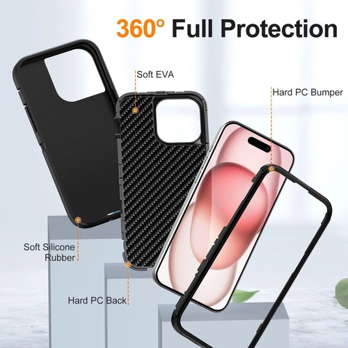 For iPhone 16 Pro Max Heavy Duty Full Body Rugged 3Layer Protective Magsafe Case - Imagen 2 de 12