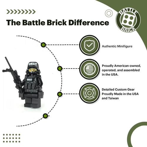 Battle Brick SWAT Sniper Police Minifigure made with real LEGO® minifig - Picture 2 of 5