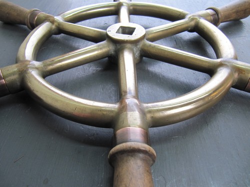 Antique Brass 17" Ships Wheel - Picture 9 of 9