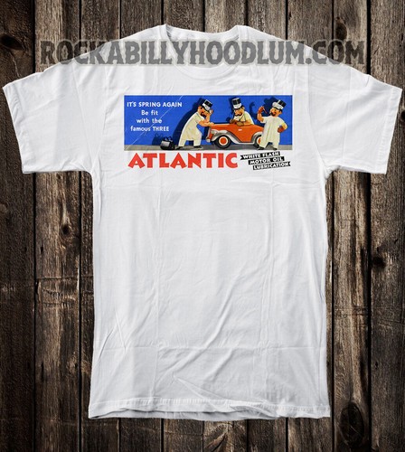 Retro Hot Rod Tee T Shirt Drag Race Racing Speed Shop Atlantic Motor Oil - Picture 5 of 7