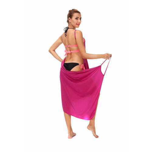 Womens Bikini Cover Up Spaghetti Strap Backless Beach Dress Swimwear Loose Sun - Picture 4 of 34