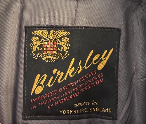 Birksley Mens Overcoat Multicolor Tweed Coat Houndstooth Collared Winter READ - Picture 5 of 16