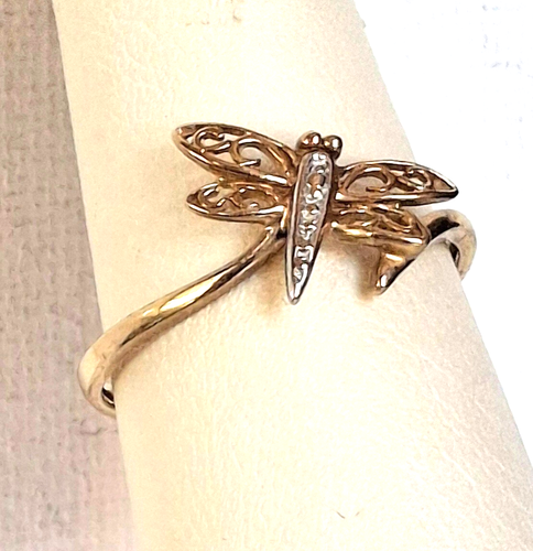 CUTE MULTI TONE GOLD BUTTERFLY BYPASS RING SIZE 7.75 - Picture 2 of 12