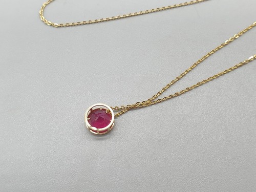 9ct Yellow Gold Madagascan Ruby Sliding Pendant Necklace 9K Diamond Cut Chain - Picture 8 of 10