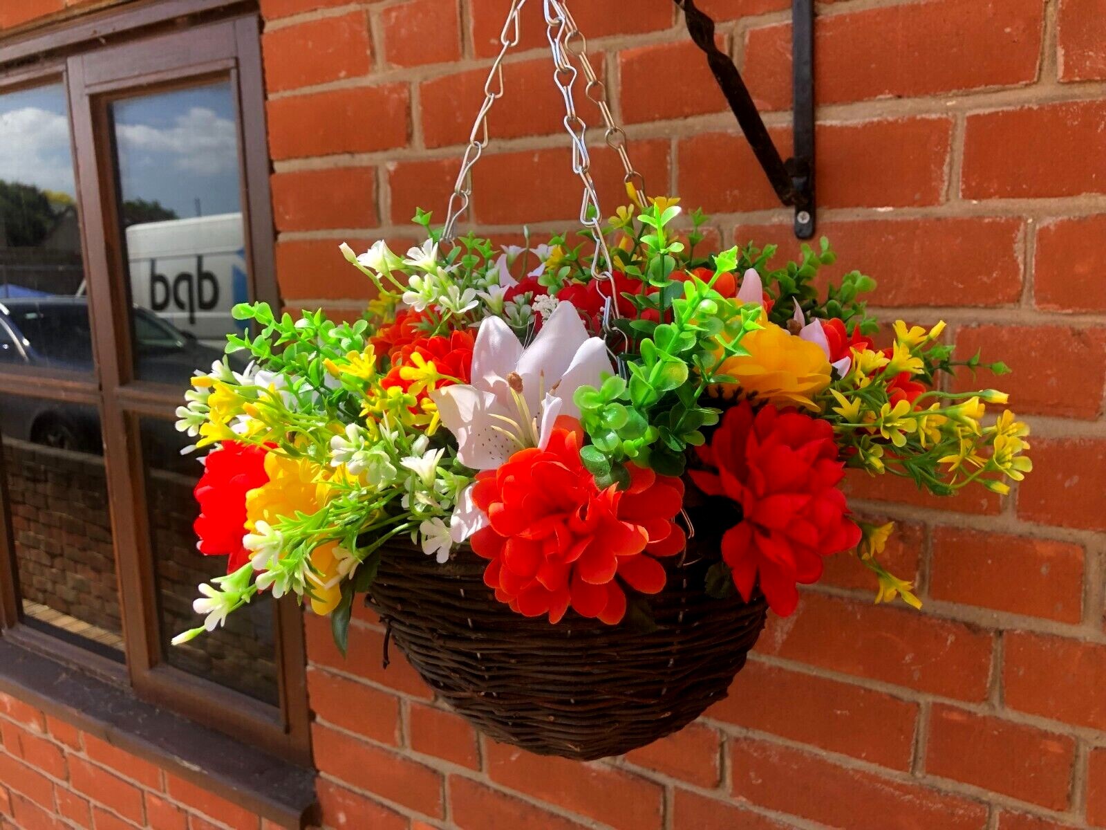 Artificial flower hanging basket Chrysanthemums and Lilies and wild Flowers