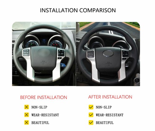 Black Leather Steering Wheel Cover for Toyota Land Cruiser PradoTundra Tacoma - Picture 7 of 14