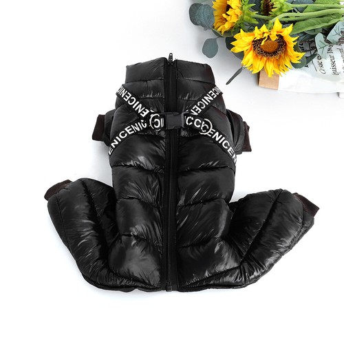 Winter Dog Coat with Harness Built Waterproof Padded Pet Jacket Zipper Clothes - Picture 3 of 31