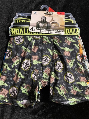 Star Wars The Mandalorian Boys 4-Pack Athletic Boxer Briefs Size 4 - Picture 1 of 6