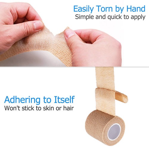 18/6X Self Adhesive Bandage Wrap Cohesive Vet Tape Elastic Adherent 2" x 5 Yards - Picture 5 of 30