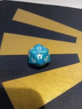 MTG d20 Spindown Life Counter Die/Dice - Fifth Dawn - Green Marble/White Print