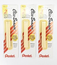 Pentel ZER2BP-K6 Clic Eraser Refill 2pk Lot Of 3 Latex-Free Non-Abrasive.