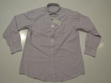 NWT Mens PERRY ELLIS White Check Button Front L/S Travel Tech Shirt 17 34 / 35