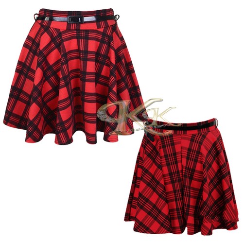 NEW WOMEN STYLISH RED/BLACK TARTAN PRINT SWING/TUNIC/CROP TOP/SKIRTS SIZE 8-26 - Picture 18 of 63