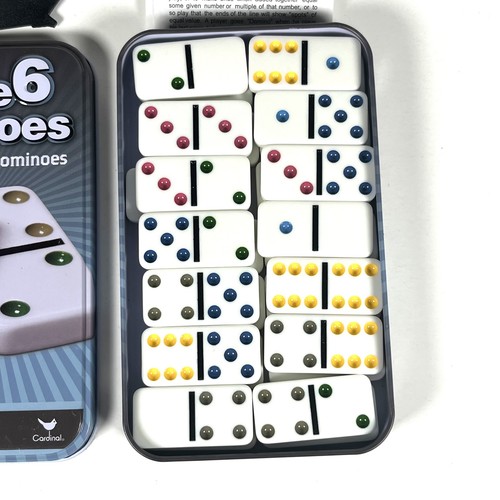 Cardinal Industries Inc Double 6 Dominoes In Tin Assorted Colors (9510C-6) - Picture 5 of 5