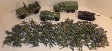 165 Tim-Mee Toys Playset US Army Toy Soldier Figures Jeep Tank Truck Lot