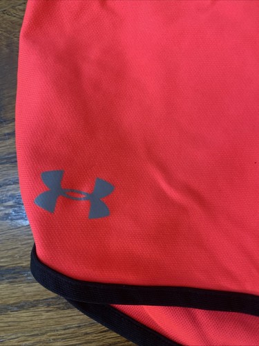 Under Armour Youth Sz L Heat Gear Athletic Shorts Neon Red - Picture 2 of 7