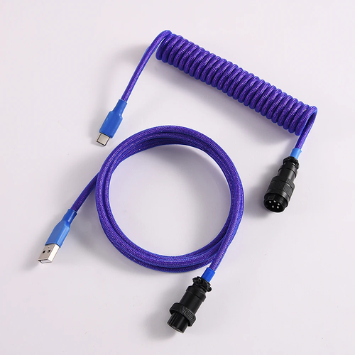 LANO Custom Paracord Coiled Mechanical Keyboard Type C Data Spring Cable GX16 Av - Picture 41 of 52