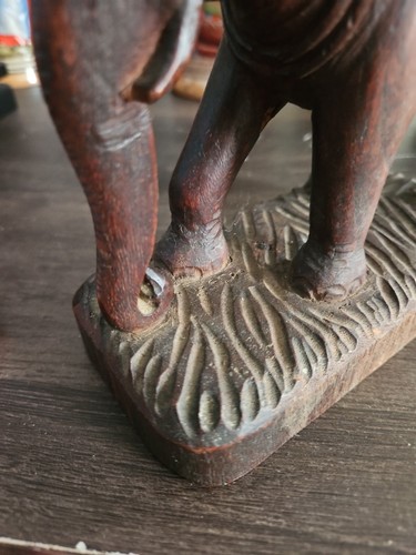 Vintage Hand Carved Wooden Decorative Elephant Figure - Picture 3 of 17