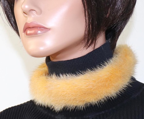 Nerz Haarreif Pelz Hals Haar Schmuck Frisur Braut Alice Hair Band Fur Mink Gelb - Bild 5 von 5