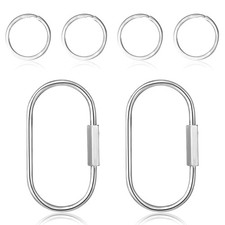 2.52 X 1.34 Inch Brass Screw Lock Keychain with 4 Rings, Sliver Brass Screw
