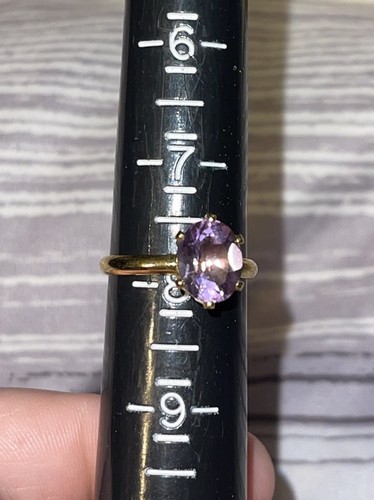 Genuine Amethyst Gold Tone Necklace, Earrings & Ring Jewelry Set - in Box - Picture 2 of 3